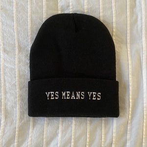 Yes Means Yes black beanie
